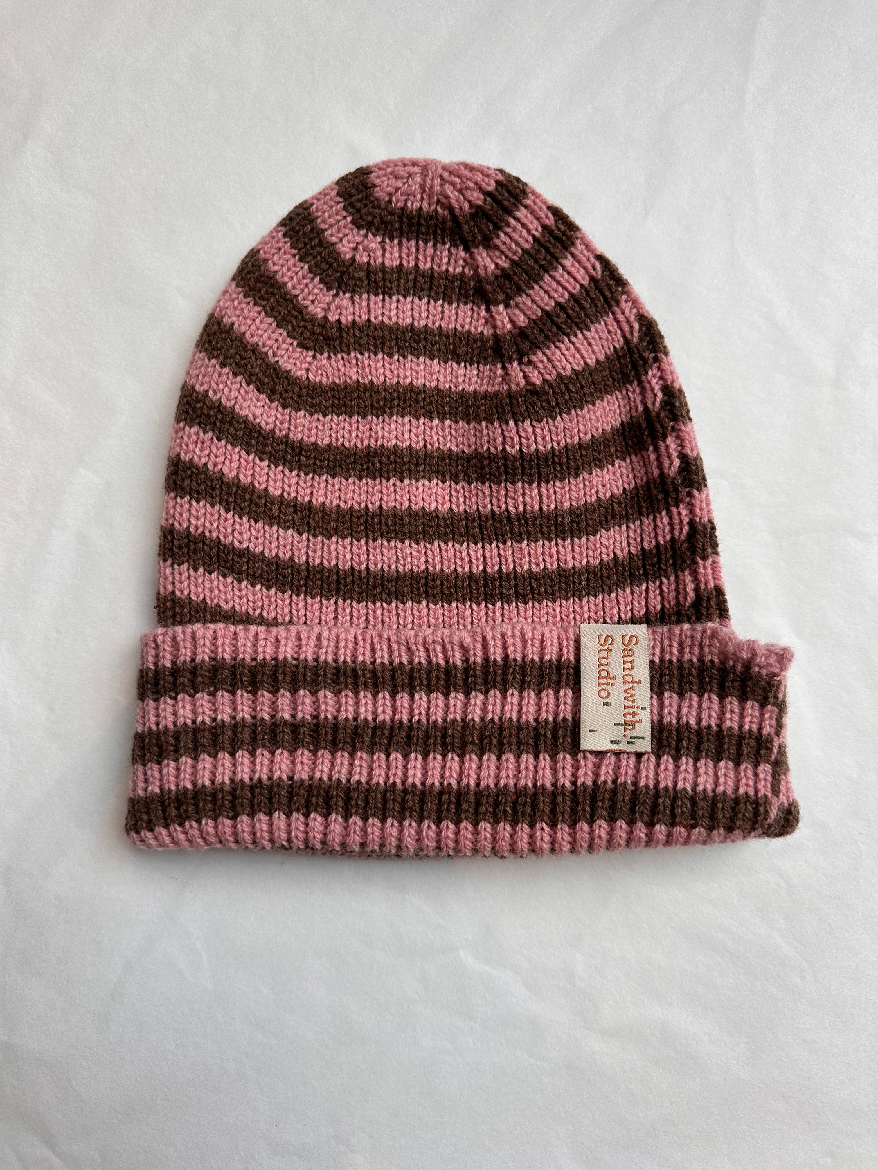Billy Beanie | Petal & Chestnut Stripe