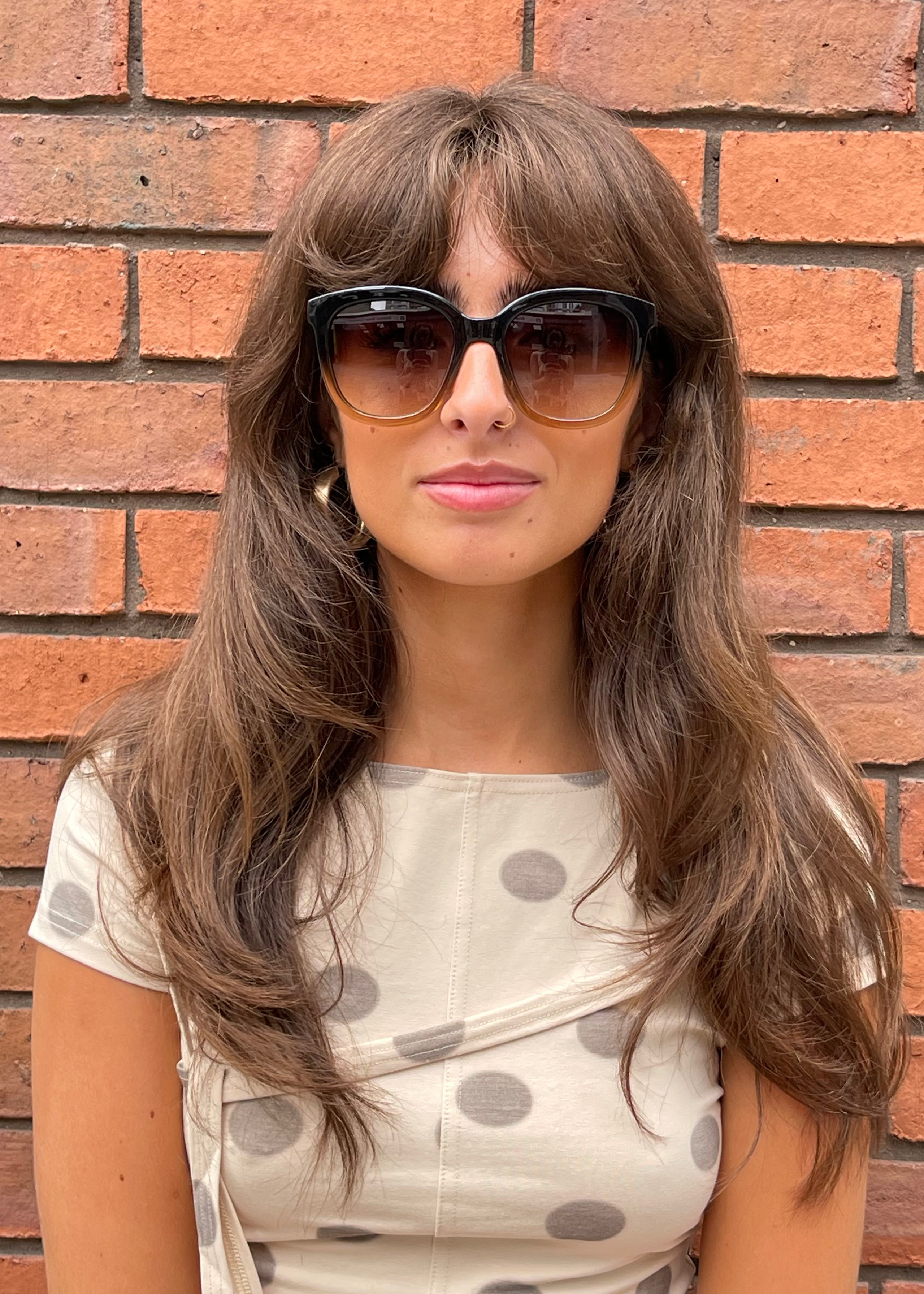 A.Kjaerbede Sunglasses Billy Black Brown Transparent Model Front 1