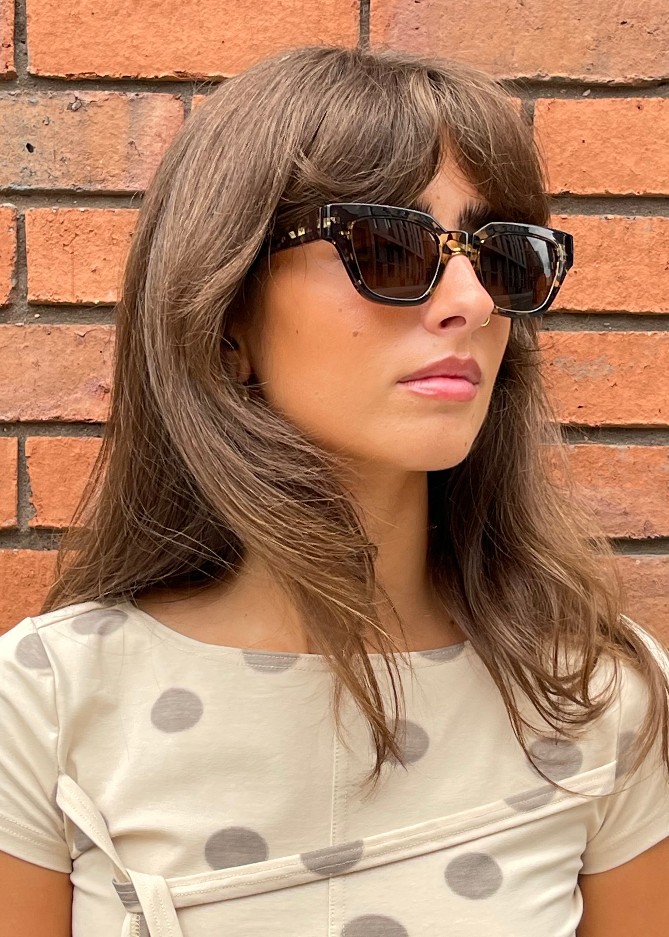 A.Kjaerbede Sunglasses Kaws Black Yellow Tortoise Model Profile