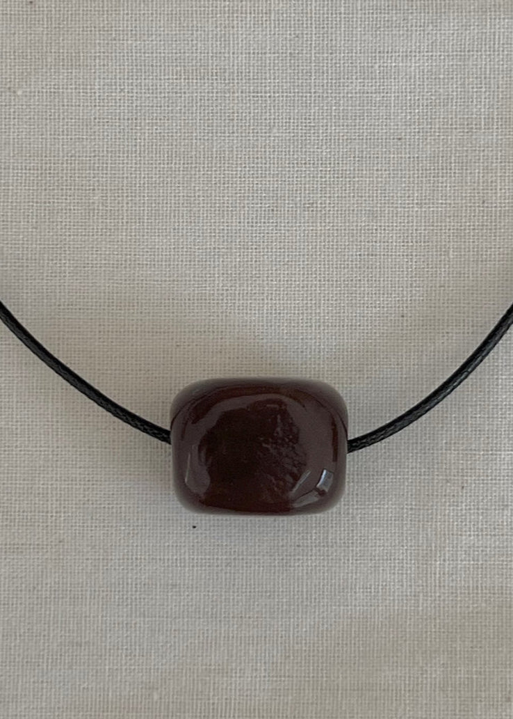 Brown Glass Cube Necklace