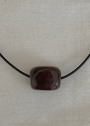 Brown Glass Cube Necklace