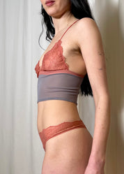 Bra and pants set Pink lemon and grey overneath