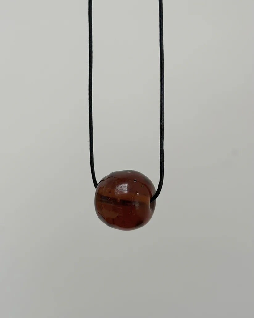 Clear Brown Glass Sphere Necklace