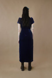 Carmella Velvet Midi Dress | Navy
