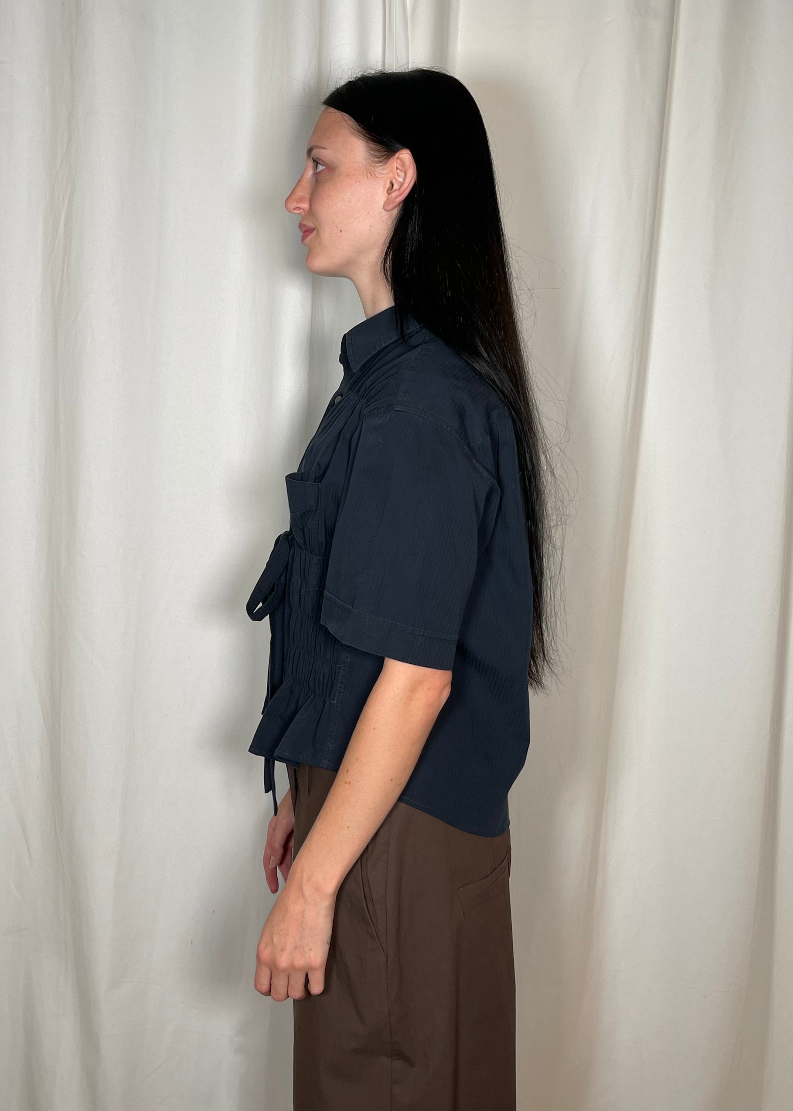 ESTUDIO1999 Bustier Shirt Navy Model Side