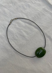 Green Glass Oval Necklace