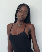 Green Glass Oval Necklace