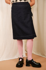 Rasmine Skirt in Dark Blue Pinstripe