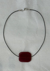 Large Red Glass Rectangle Necklace