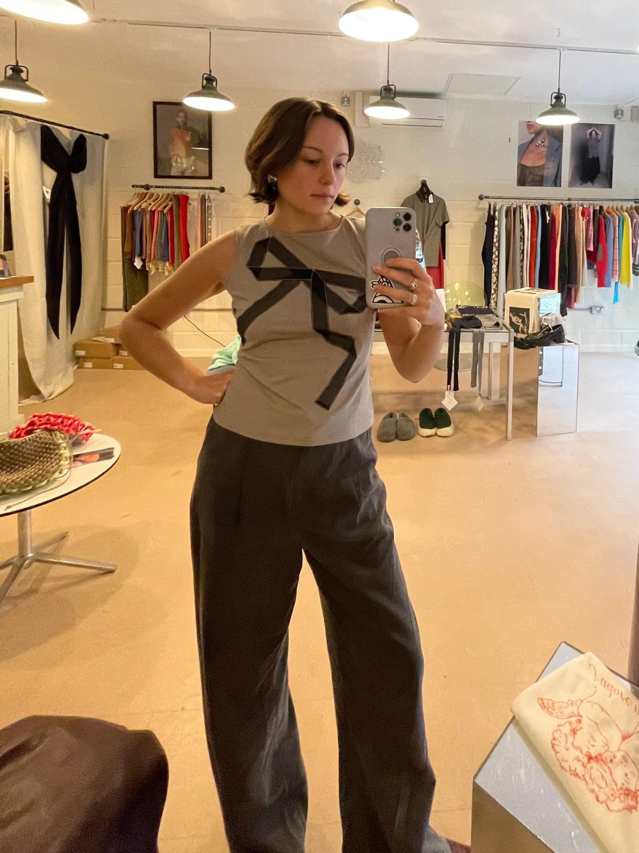 ESME WEARS LOVETHANKS RIBBON TANK