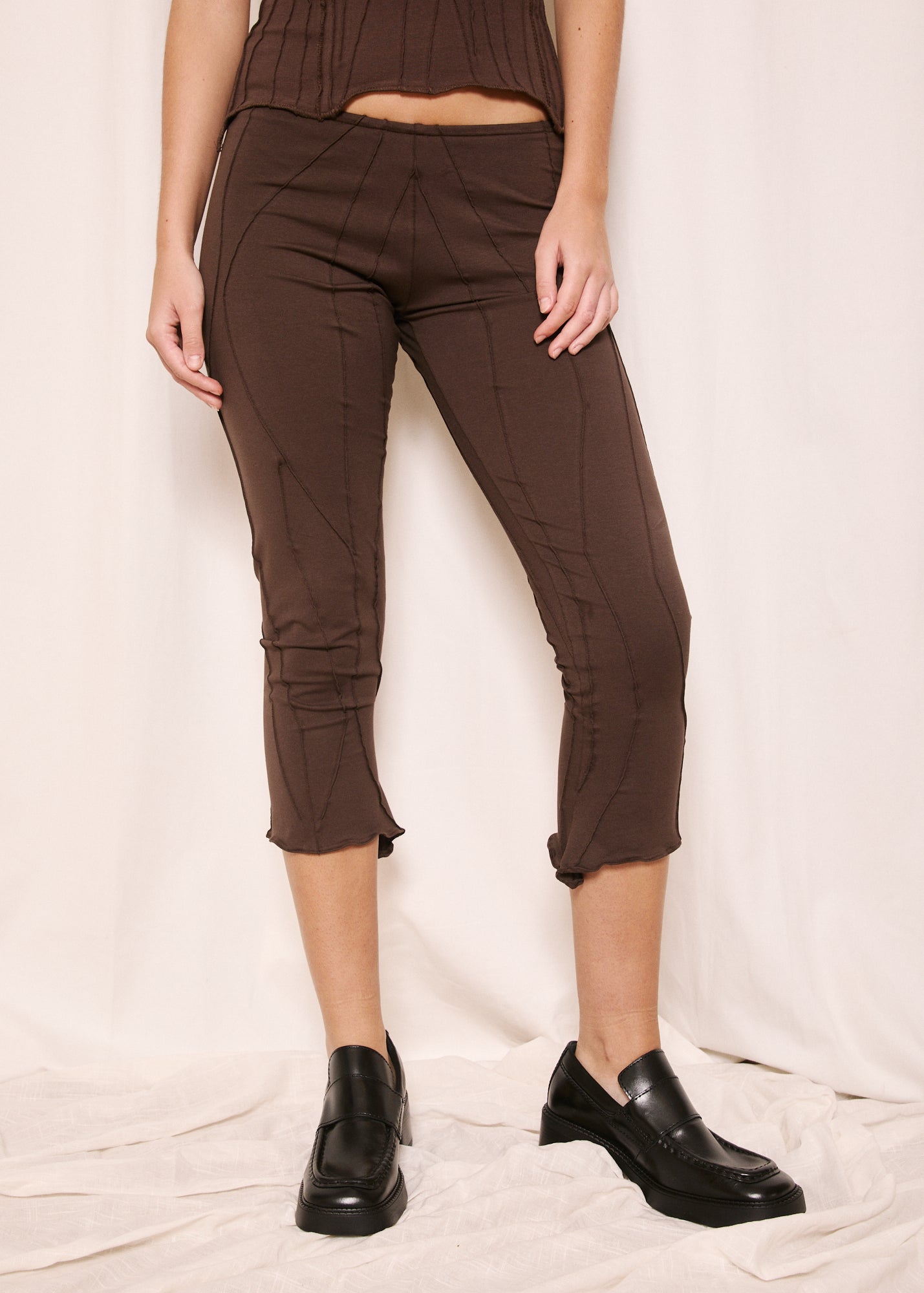 NORAH_Mid Calf Flare Trousers Chocolate