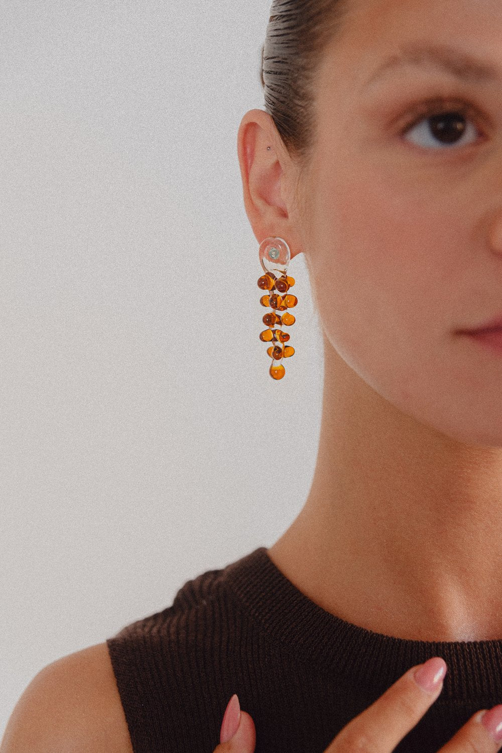 Posedonia Clear and Amber Earrings Brand Image