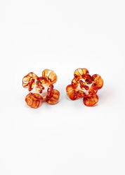 Suplais glass earrings red roses flat