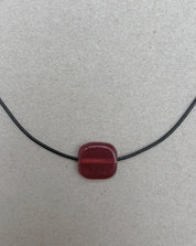 Tiny Red Rectangle Glass Necklace Nuri