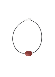 Small Red Glass Oval Necklace