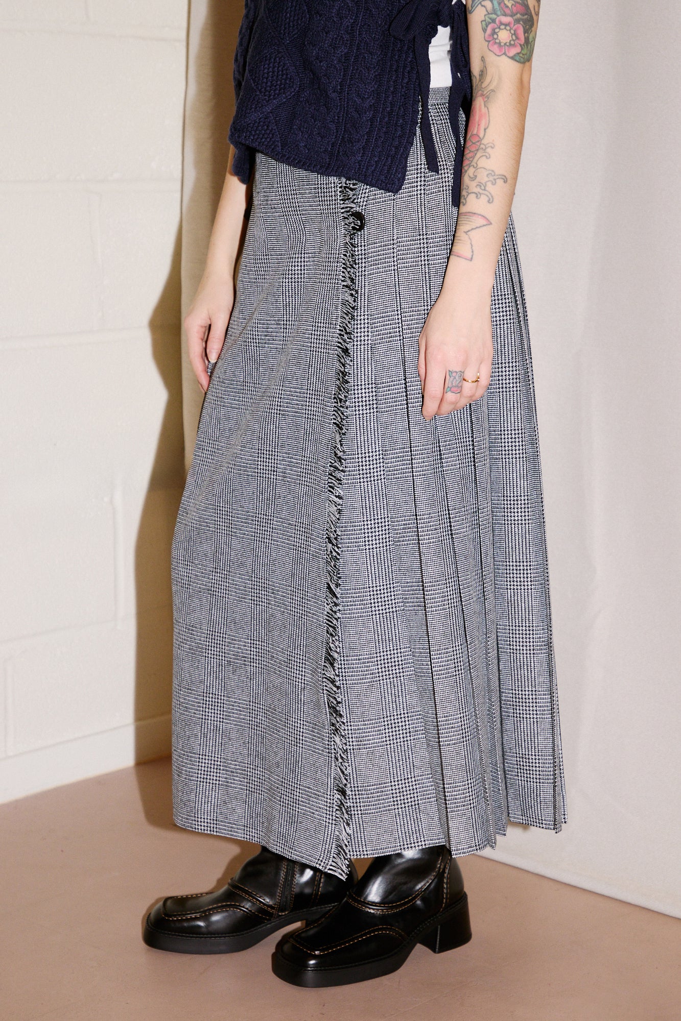 beams boy check kilt skirt