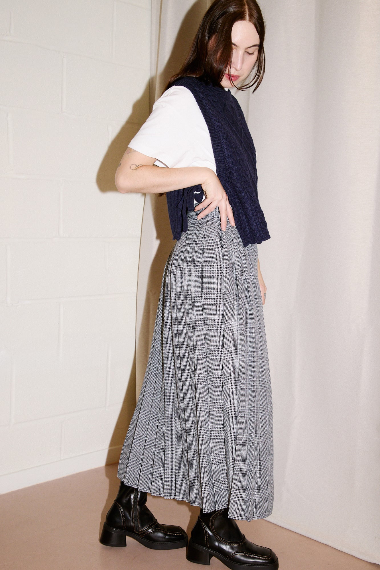 beams boy check kilt skirt