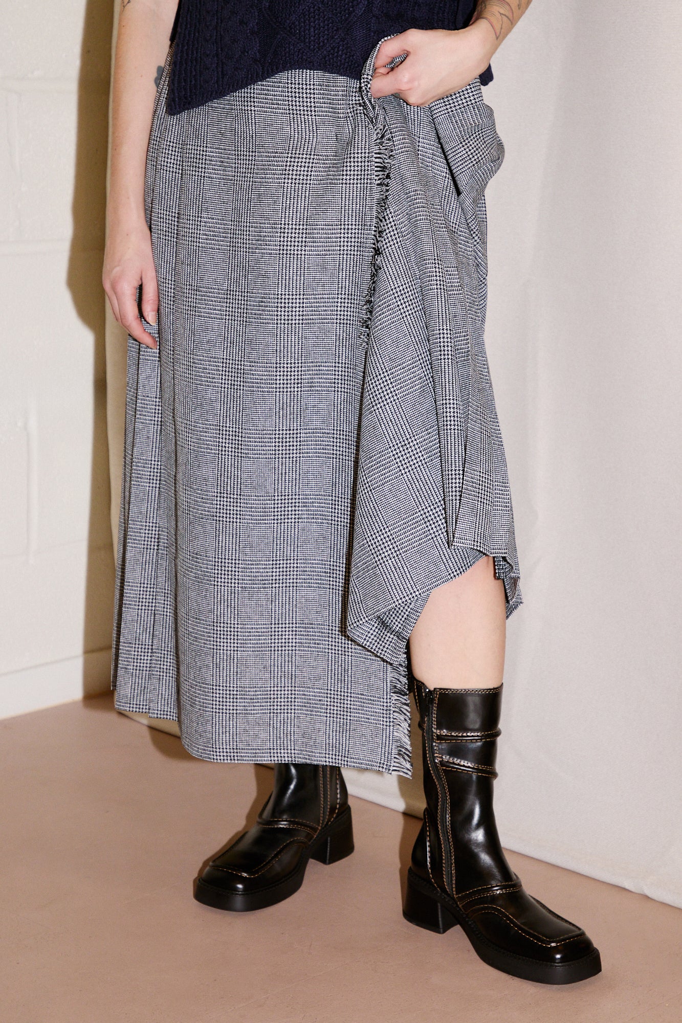 beams boy check kilt skirt