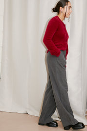 black to grey daruma trousers with hosbjerg pearl cardigan