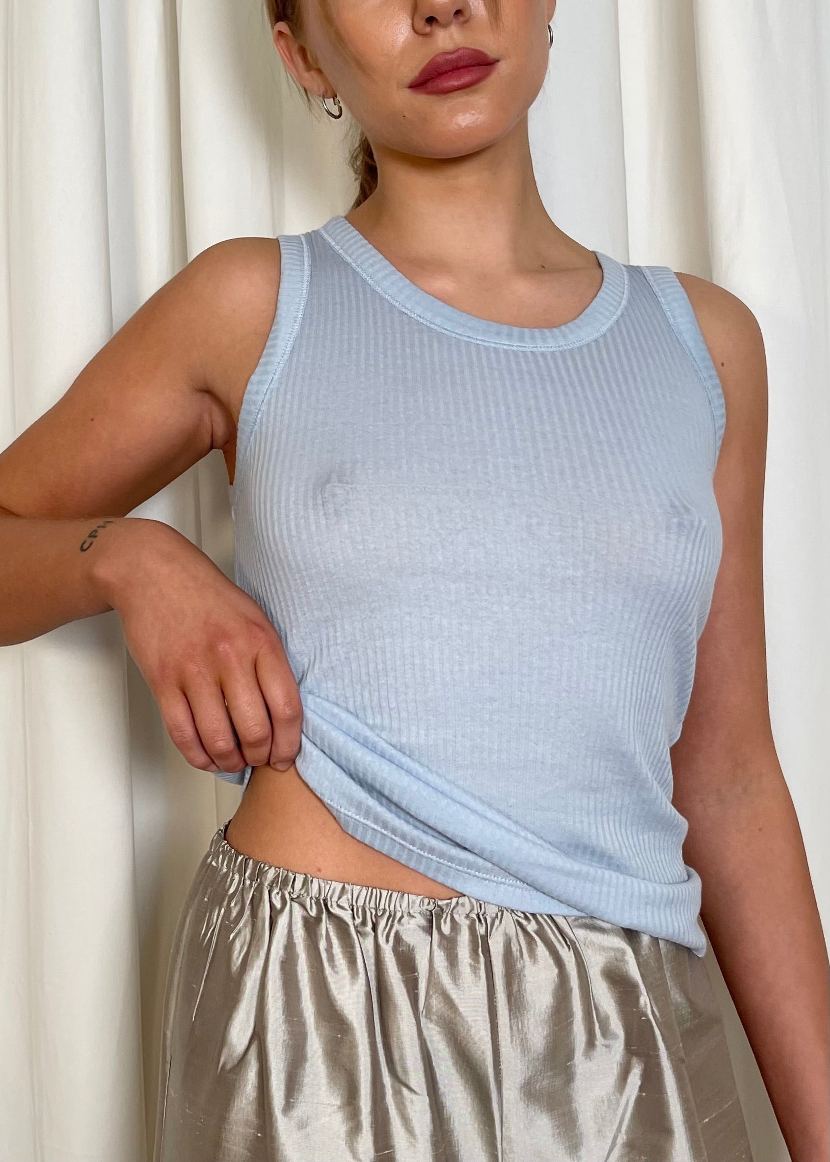 blacktogrey mambo top in pale blue