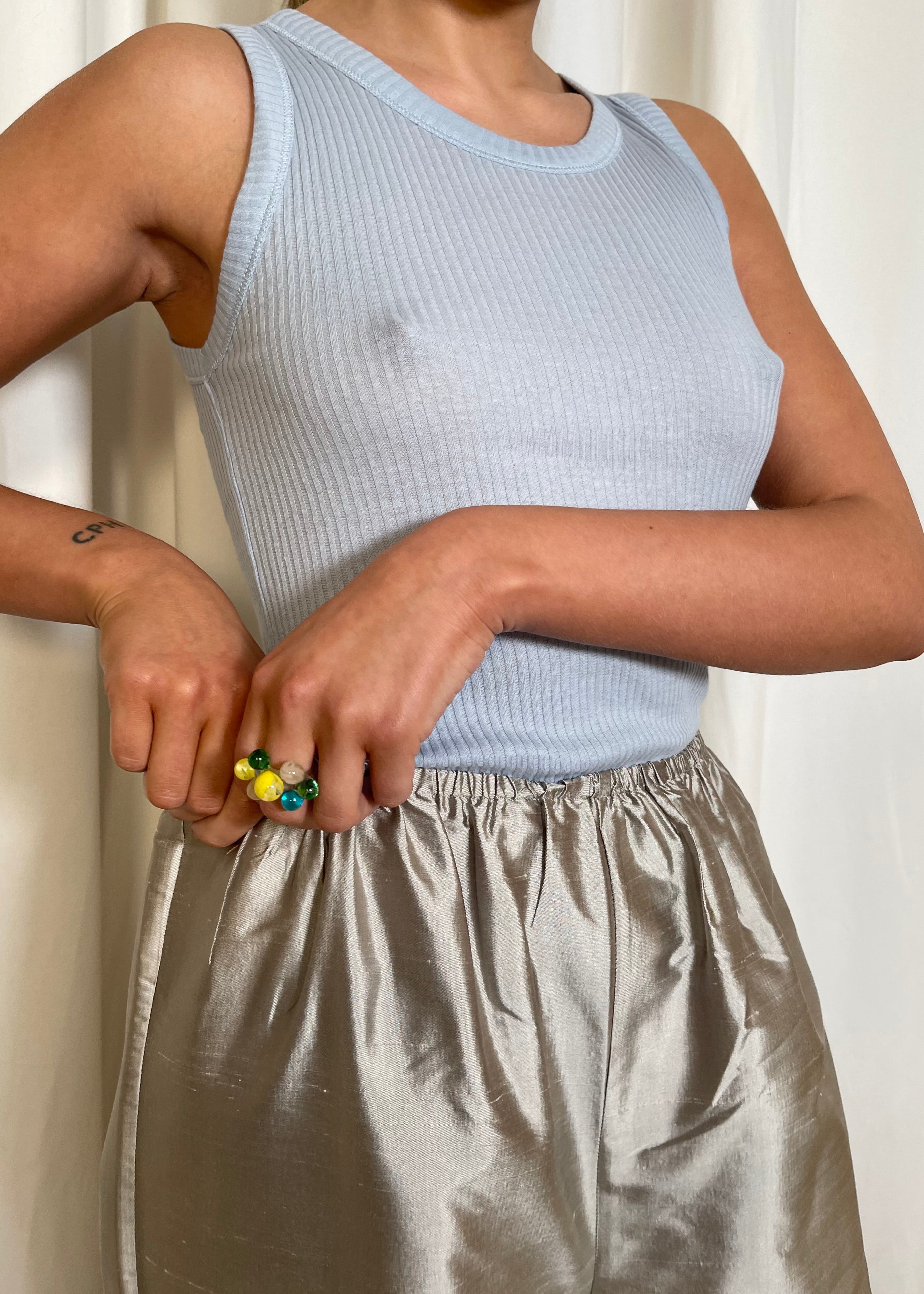 blacktogrey mambo top in pale blue