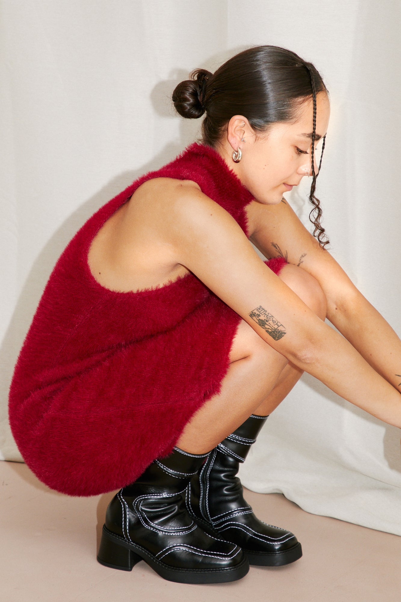 hosbjerg pearl knit dress malene miista boots