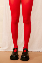 lauren perrin red tights with birgit miista