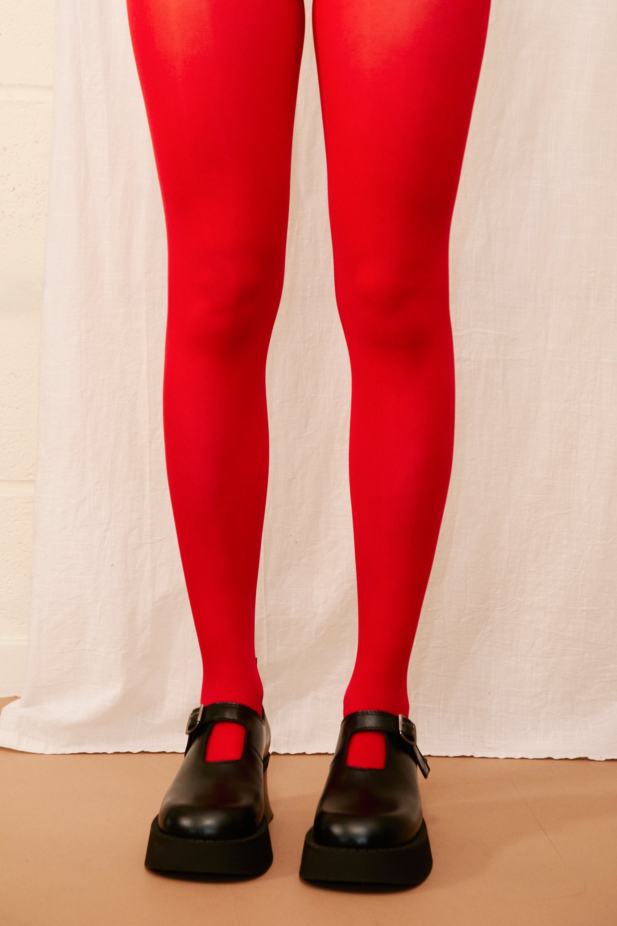 lauren perrin red tights with birgit miista