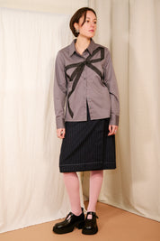 lovethanks chase button down shirt with hosbjerg pinstripe skirt