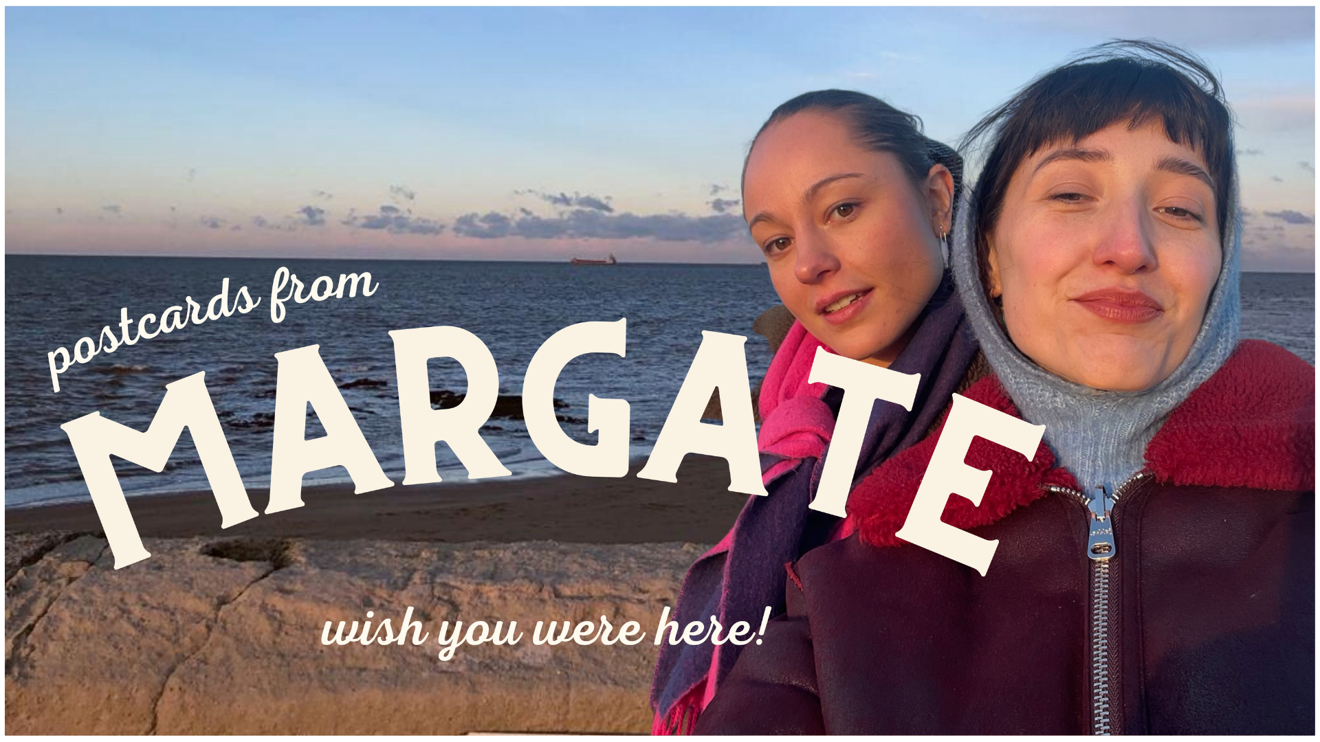 2 women on beach at sunset in margate 