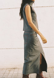 Melania Skirt | Grey Denim