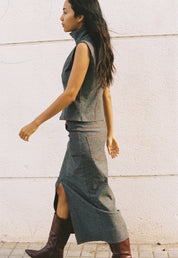 Caro Luna | Melania Skirt | Grey Denim