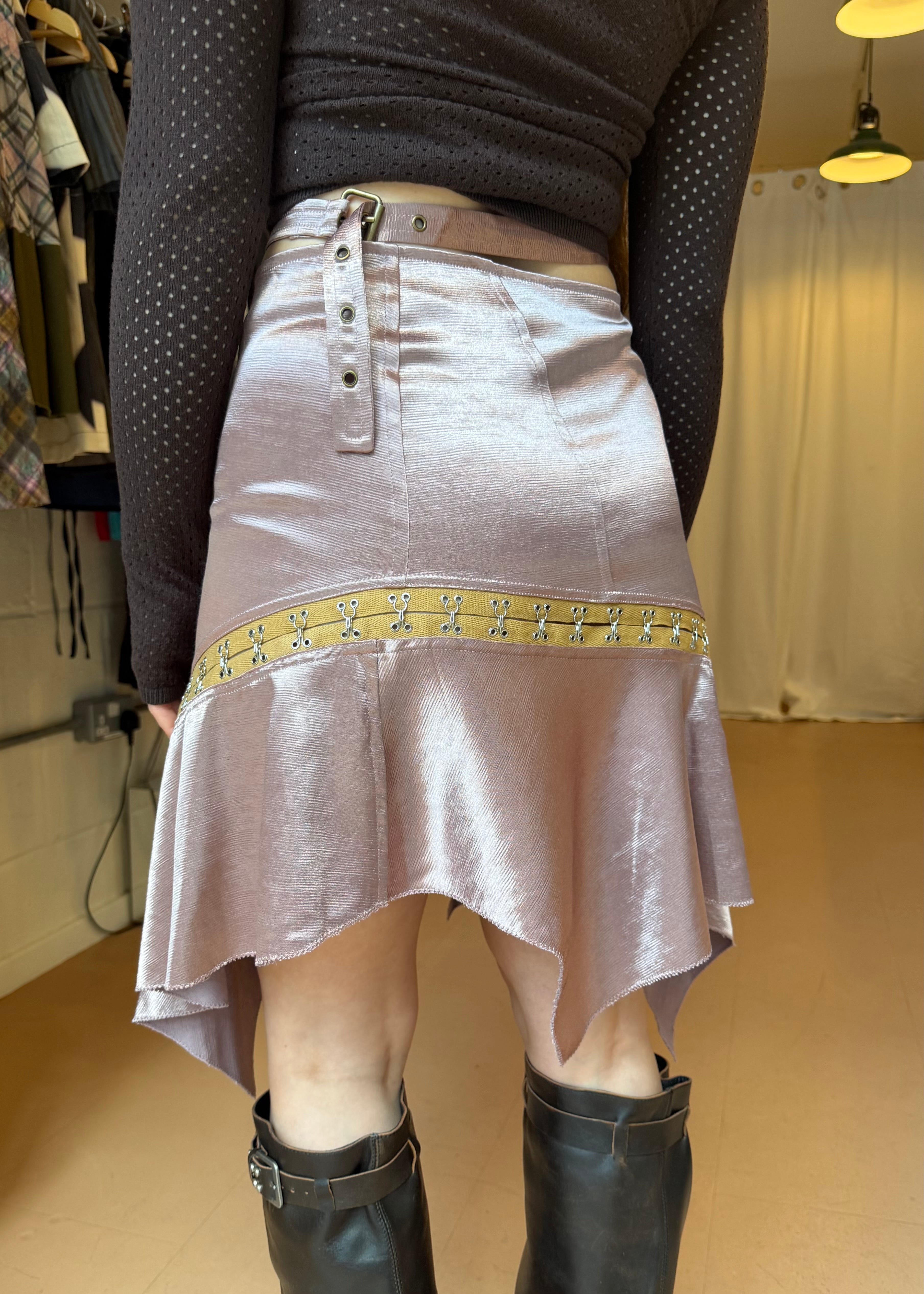 Pastel Wavy Satin Ruffled Skirt