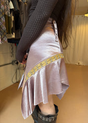 Pastel Wavy Satin Ruffled Skirt