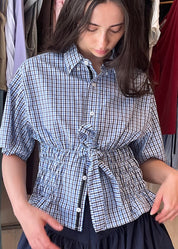 Bustier Shirt in Blue Plaid