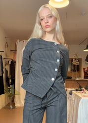 Inez Top Ash Pinstripe
