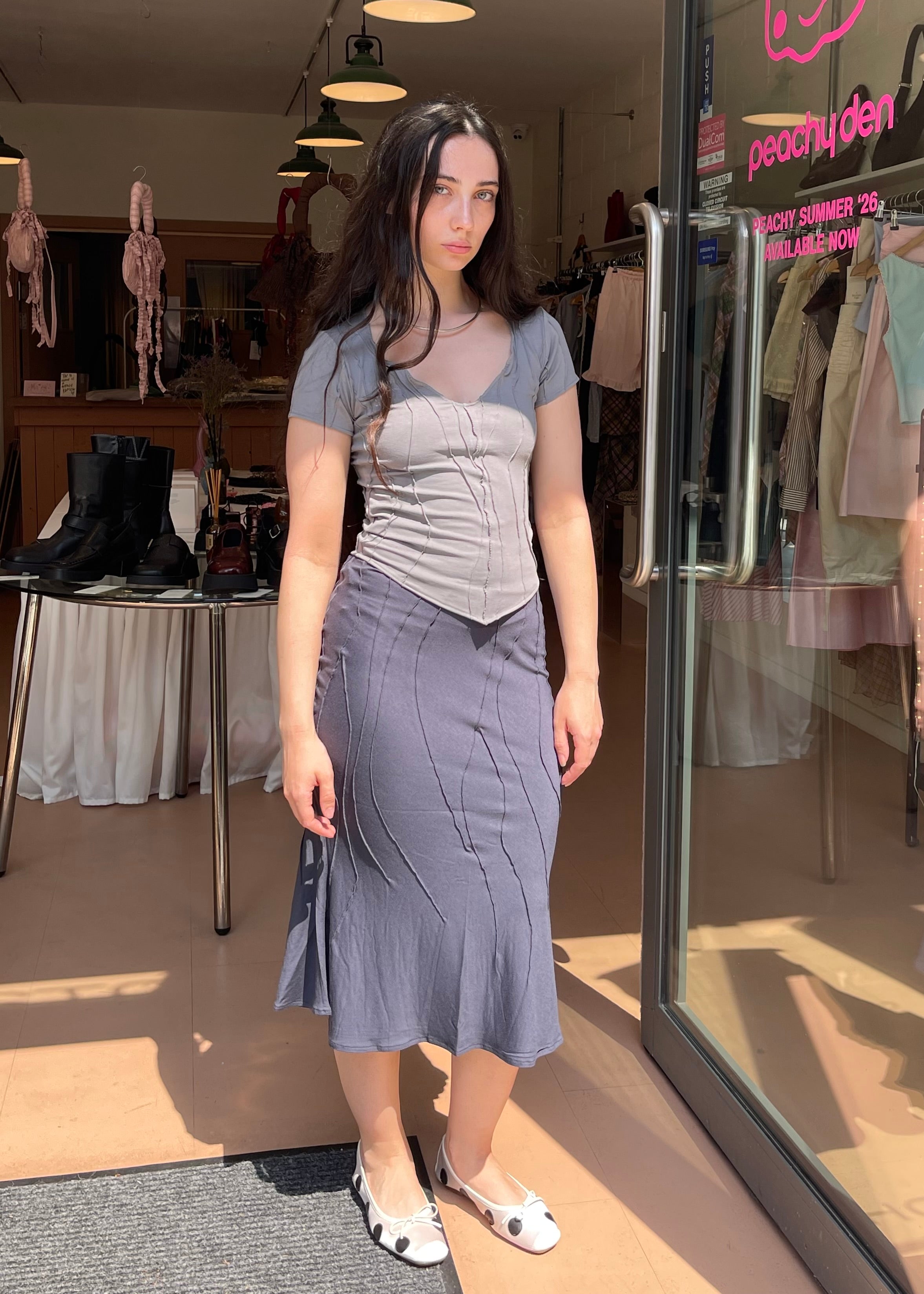 V Neck Tee Grey