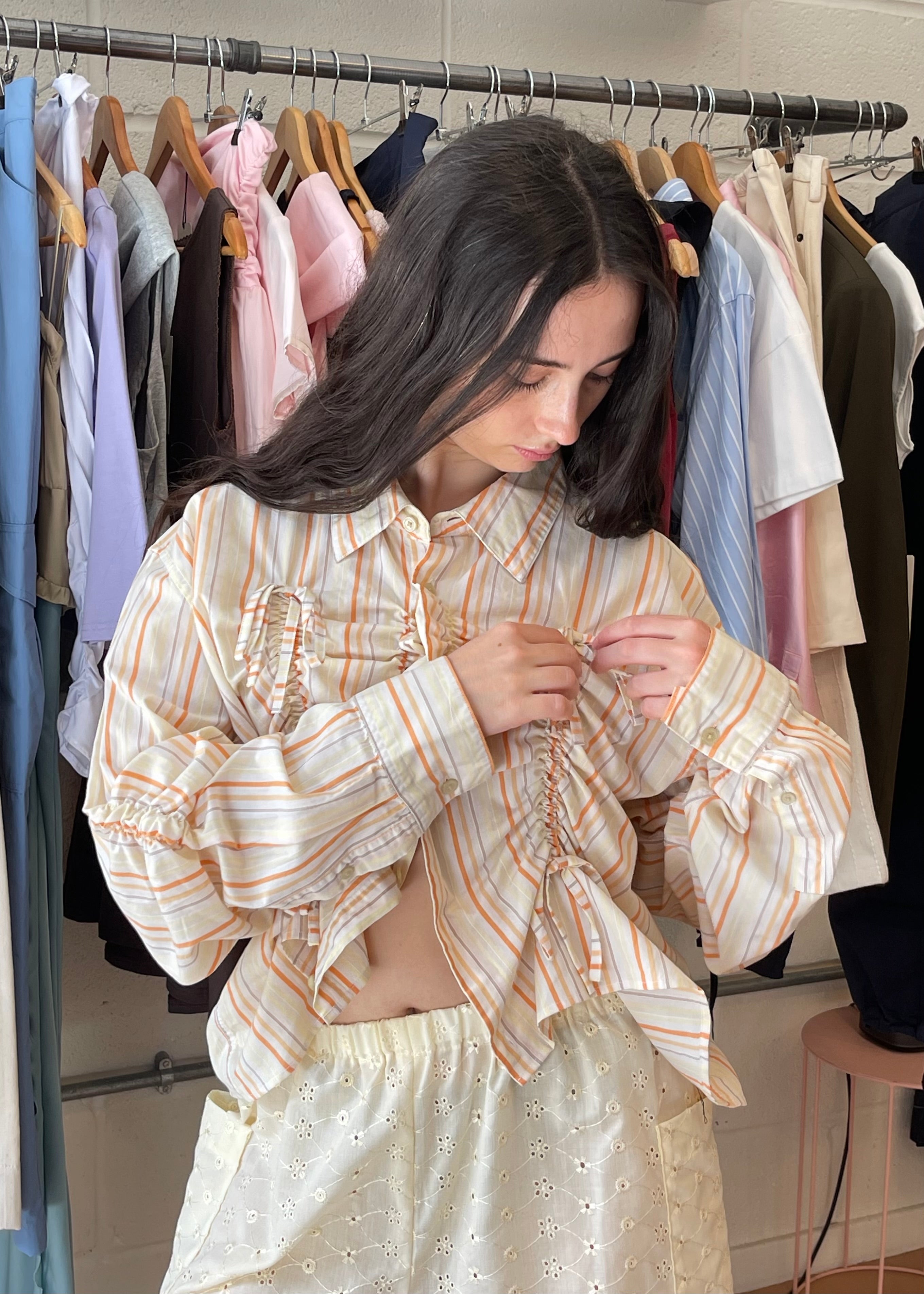 Valentines Shirt in Yellow and Orange Stripes