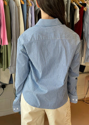 Bustier Shirt in Blue and White Stripe