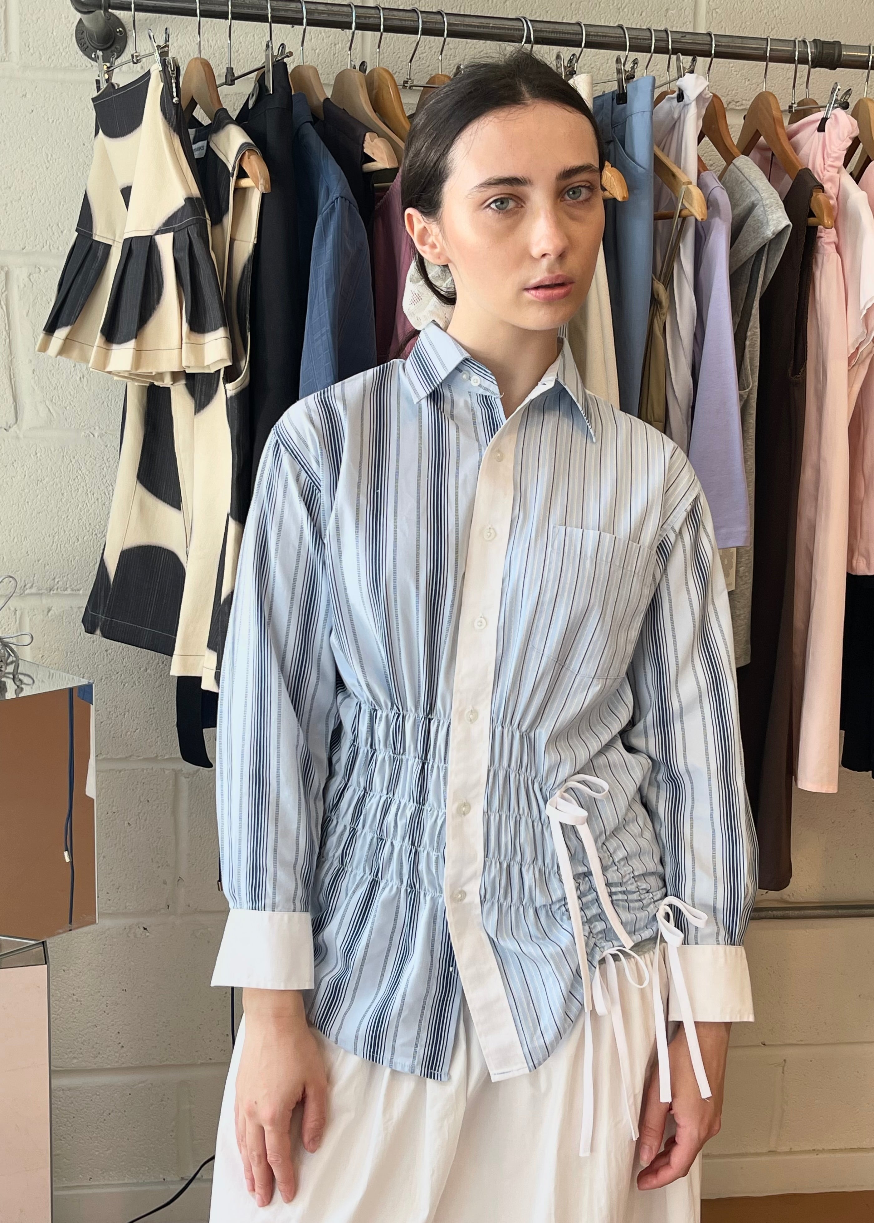 Cascade Shirt in Light Blue and Navy Stripe