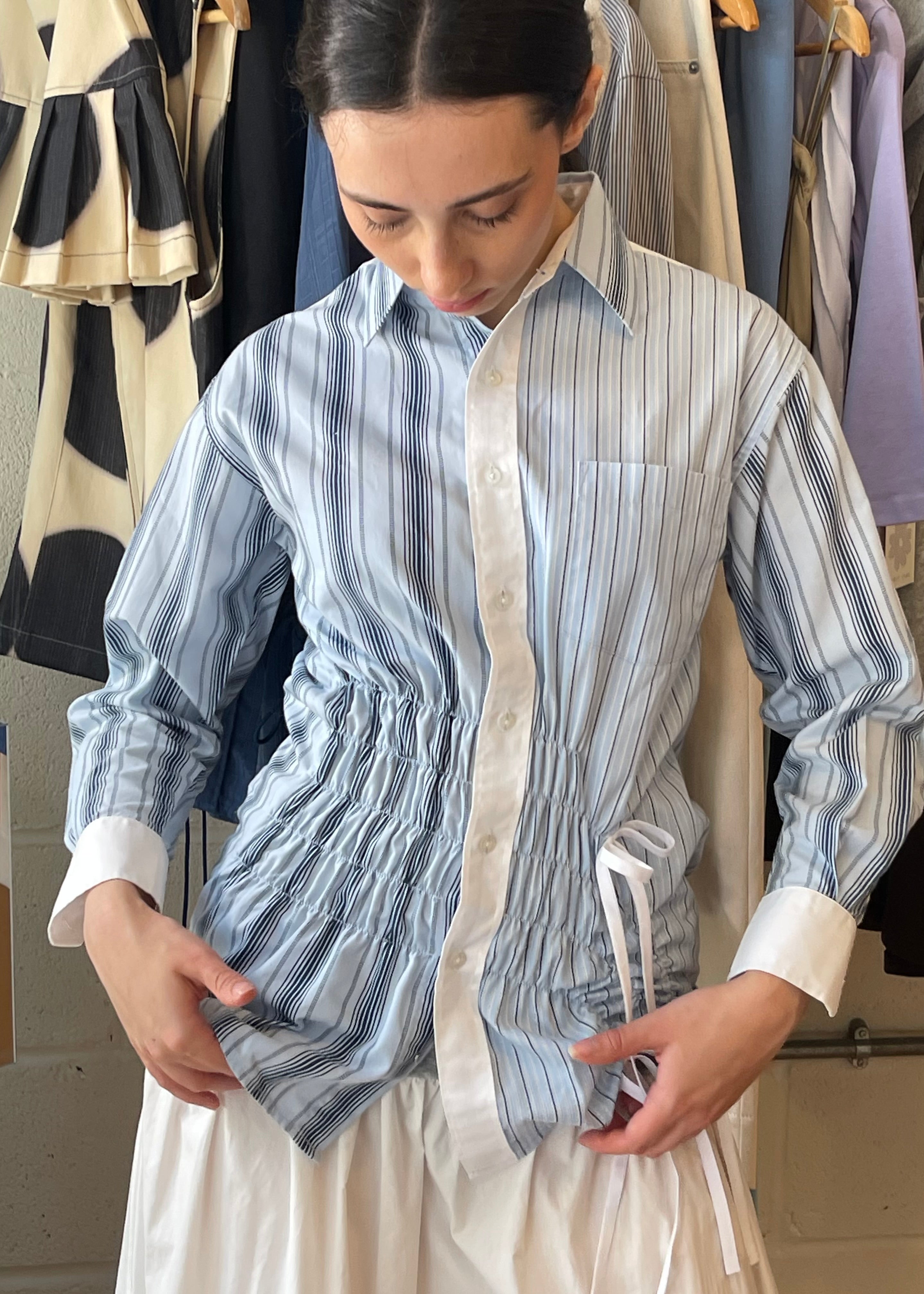 Cascade Shirt in Light Blue and Navy Stripe