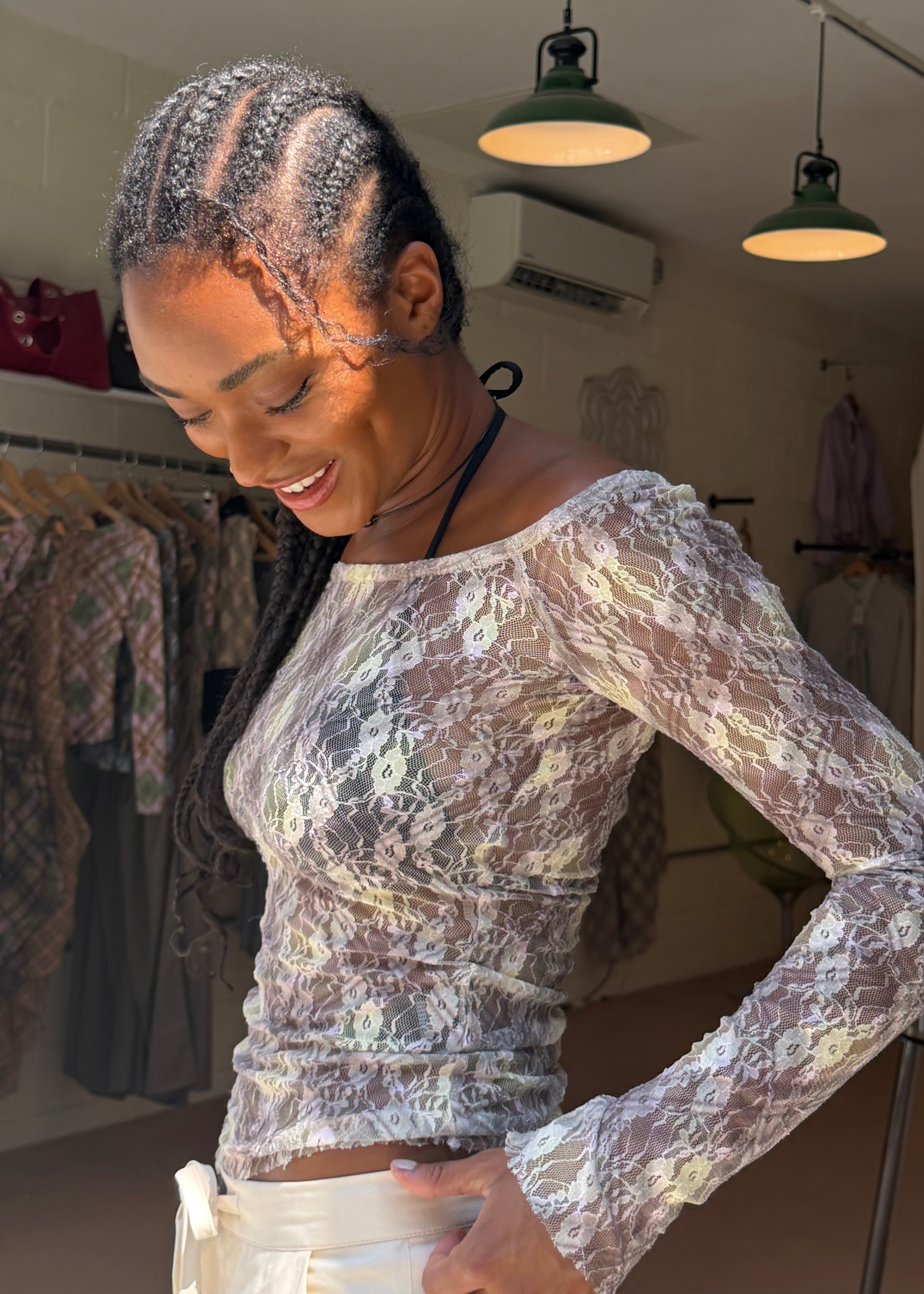 taottao | Lace Off Shoulder Top Porcelain – The Norah Store