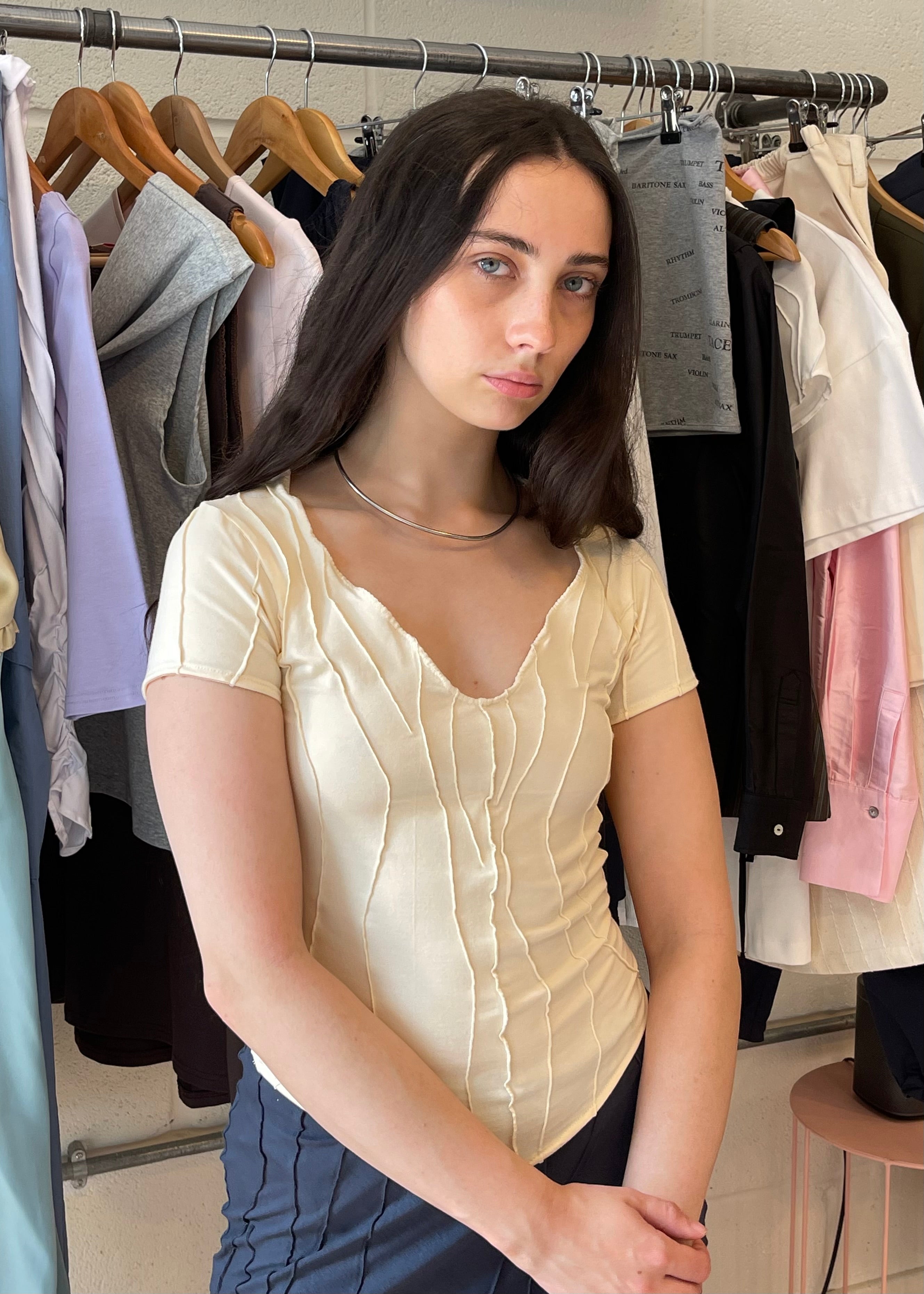 V Neck Tee Butter Yellow