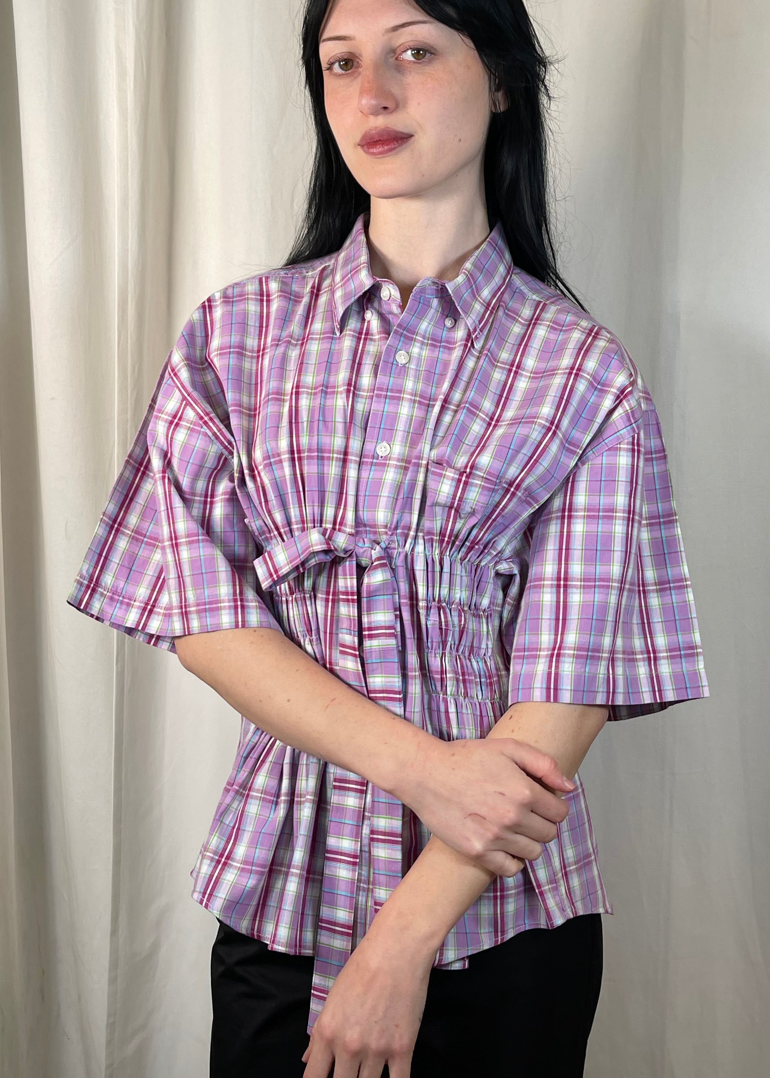 Bustier Shirt Pink Plaid