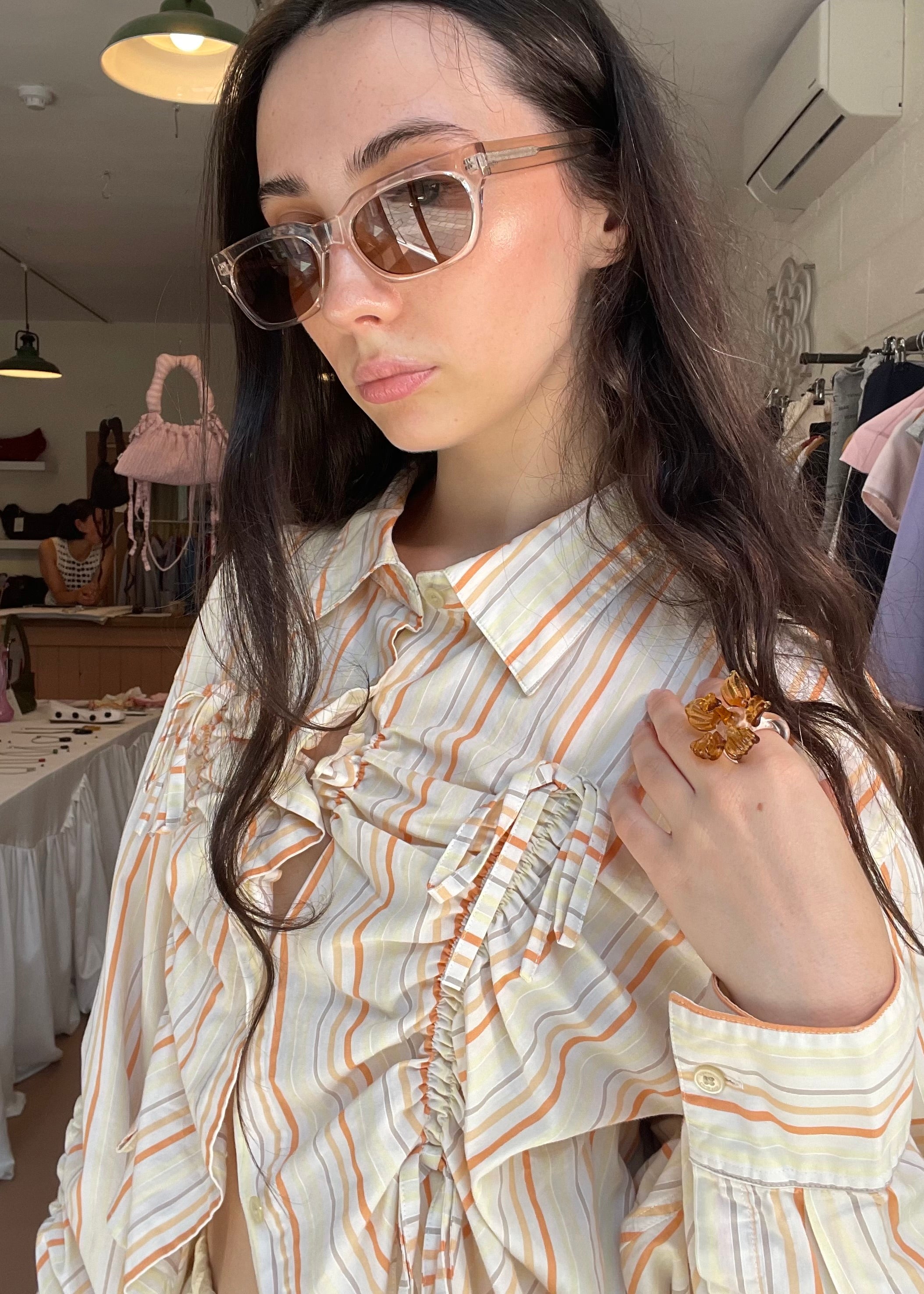 Valentines Shirt in Yellow and Orange Stripes