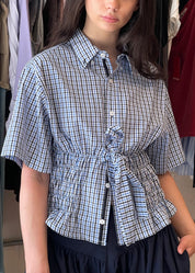Bustier Shirt in Blue Plaid