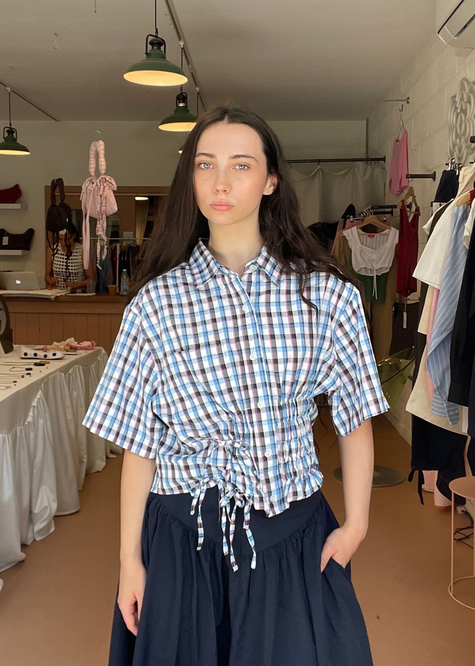 Cascade Shirt in Blue and Pink Plaid (Short Sleeve)