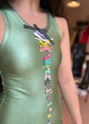Glossy Grass Rib Vest Mini Dress