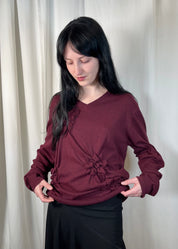 Flor V Neck Burgundy