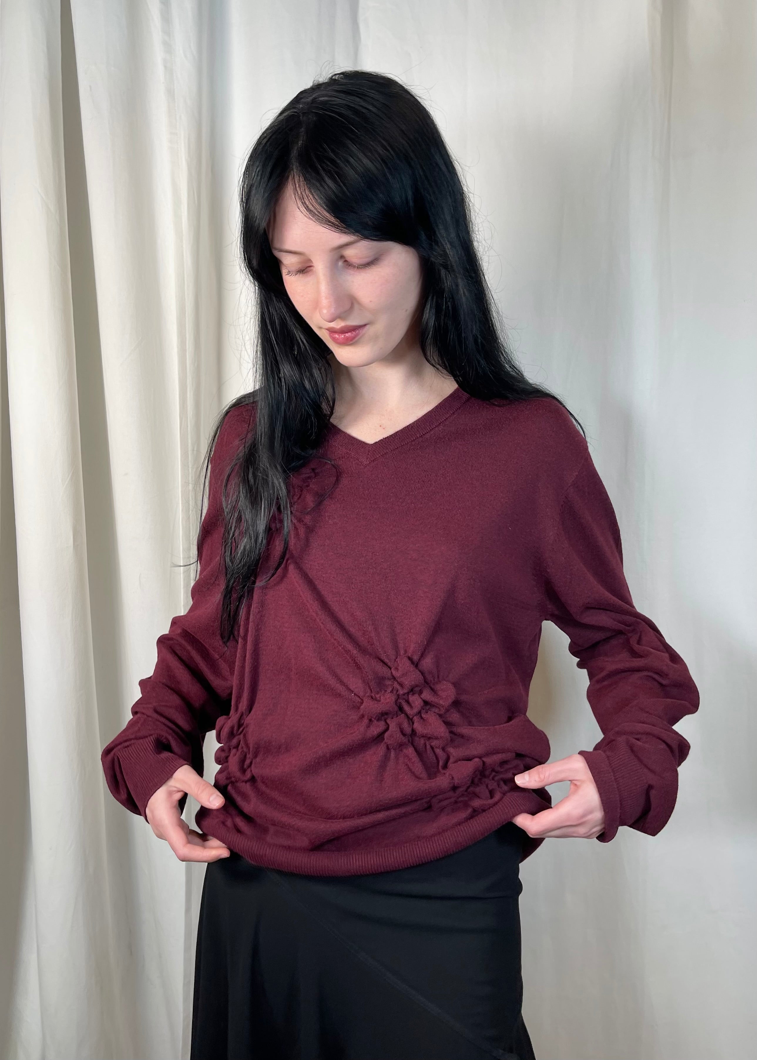 Flor V Neck Burgundy